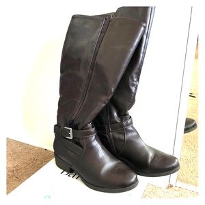 Knee high wide calf brown boots